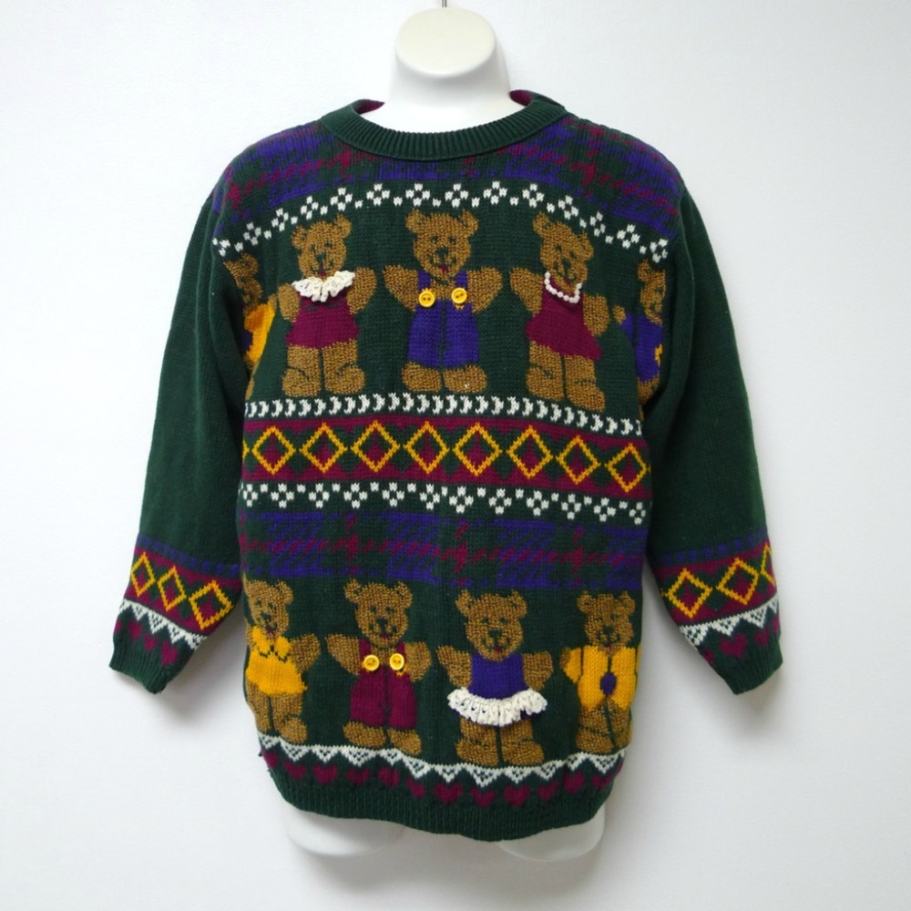 VTG 80s Jet Set bears sweater . made in USA